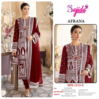 Afrana 1113 Sajida Georgette Pakistani Salwar Suits Supplier Ahmedabad
