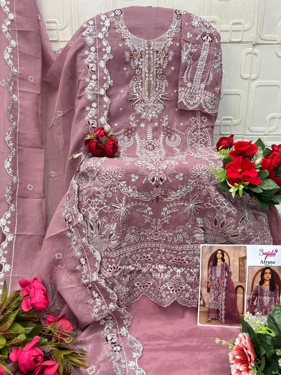 Afrana Vol 1 Sajida Crunchy Silk Pakistani Salwar Suits Wholesaler India