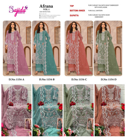 Afrana Vol 1 Sajida Crunchy Silk Pakistani Salwar Suits Wholesaler India