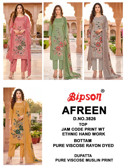 Afreen 3826 Bipson Prints Jam Cotton Pant Style Suits Exporter India