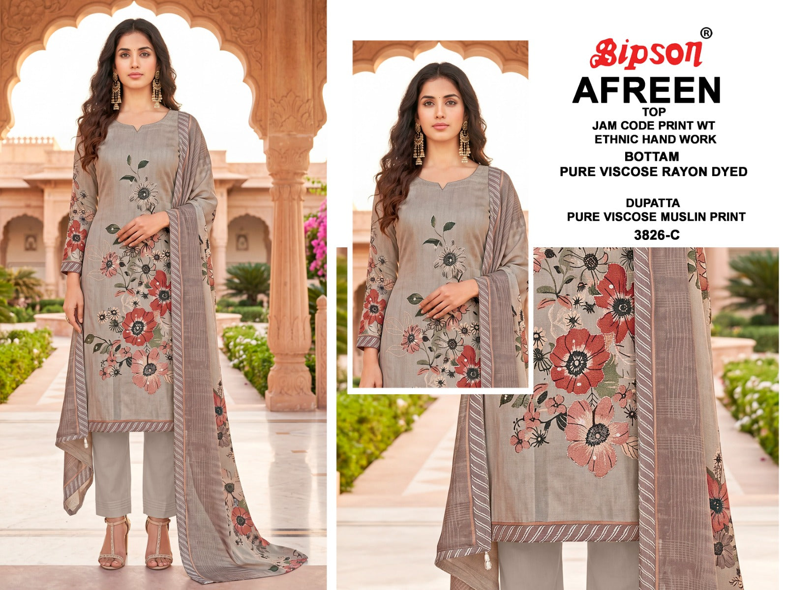 Afreen 3826 Bipson Prints Jam Cotton Pant Style Suits Exporter India