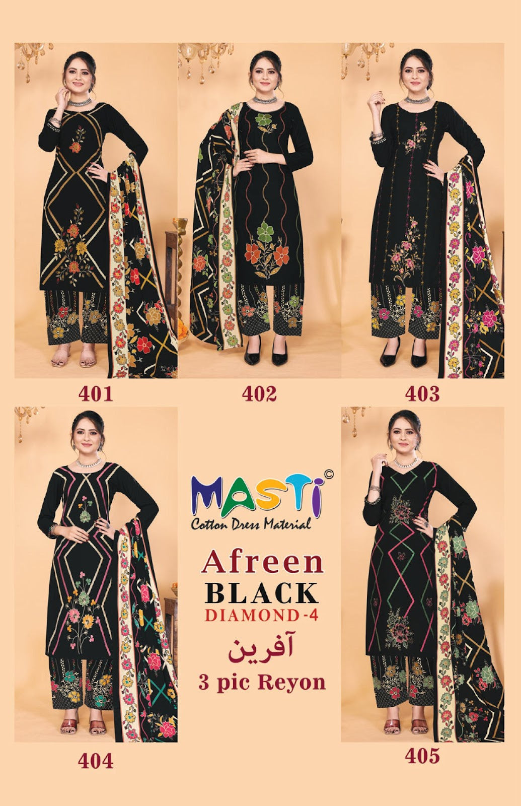 Afreen Black Diamond 4 Masti Rayon Pant Style Suits Wholesale