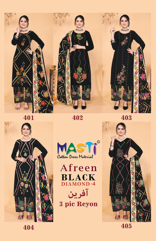 Afreen Black Diamond 4 Masti Rayon Pant Style Suits Wholesale