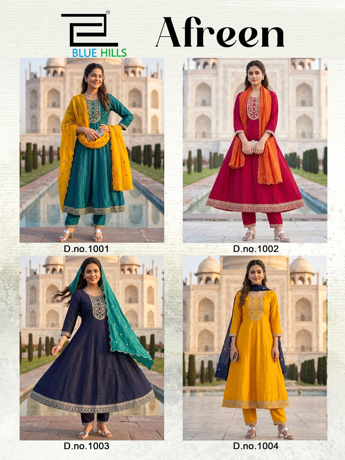 Afreen Blue Hills Vichitra Readymade Anarkali Suits Wholesaler India