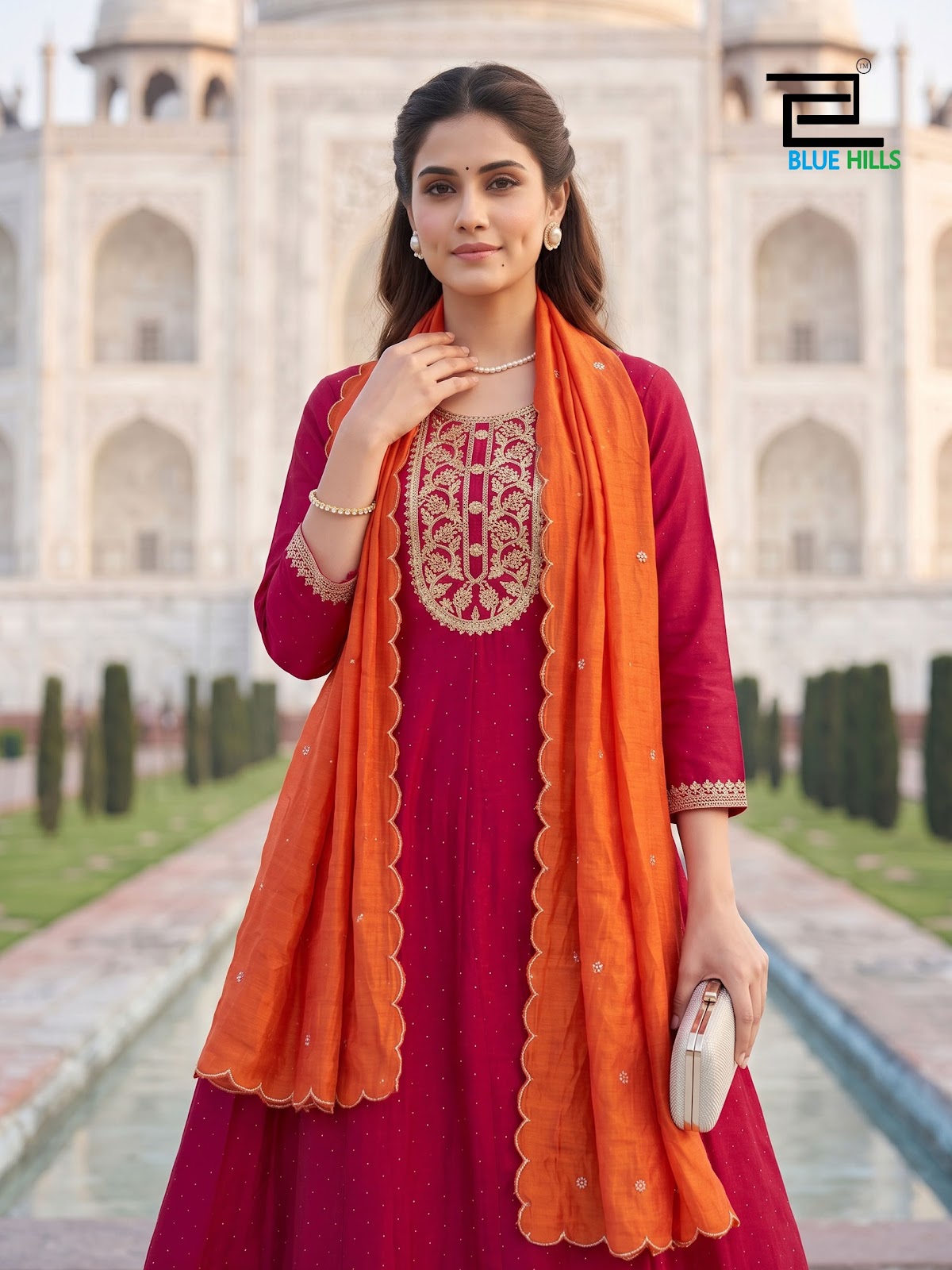 Afreen Blue Hills Vichitra Readymade Anarkali Suits Wholesaler India