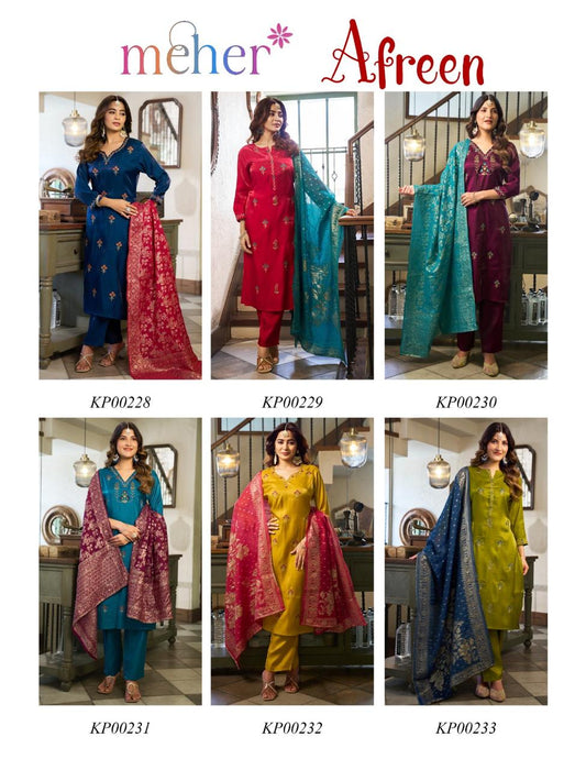 Afreen Meher Satin Readymade Pant Style Suits Wholesale Price