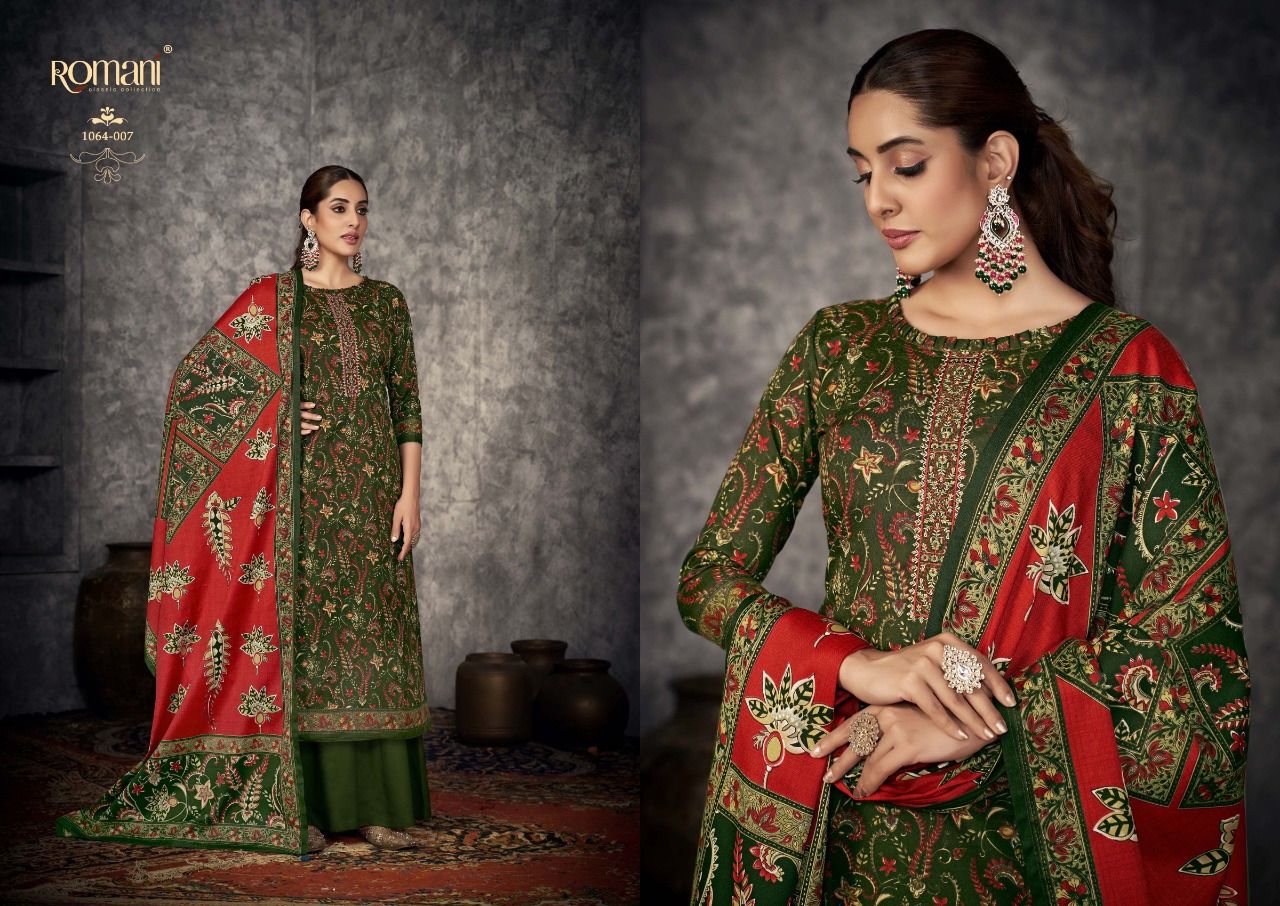 Afreen Romani Spun Pashmina Suits Exporter Ahmedabad