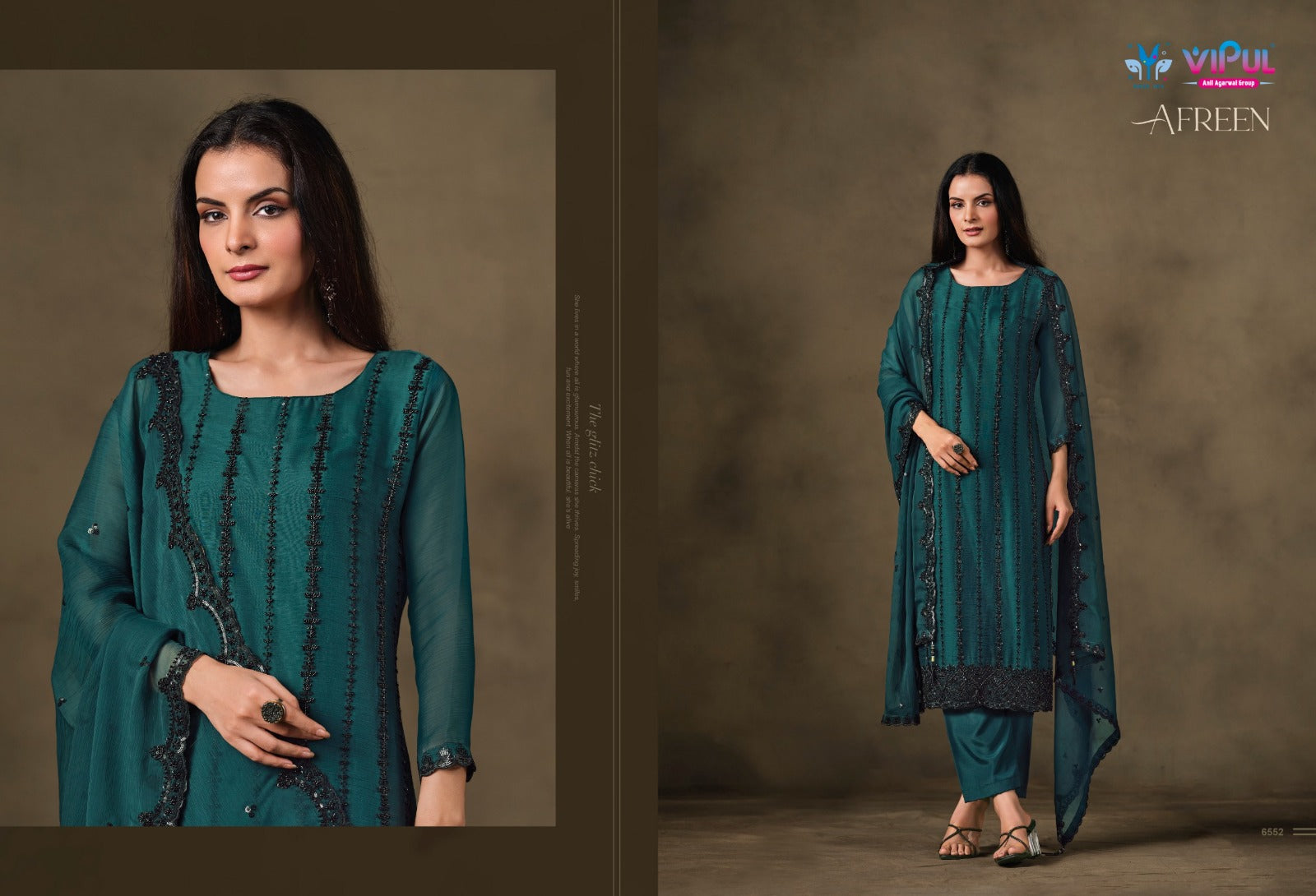Afreen Vipul Chiffon Pant Style Suits Manufacturer Ahmedabad