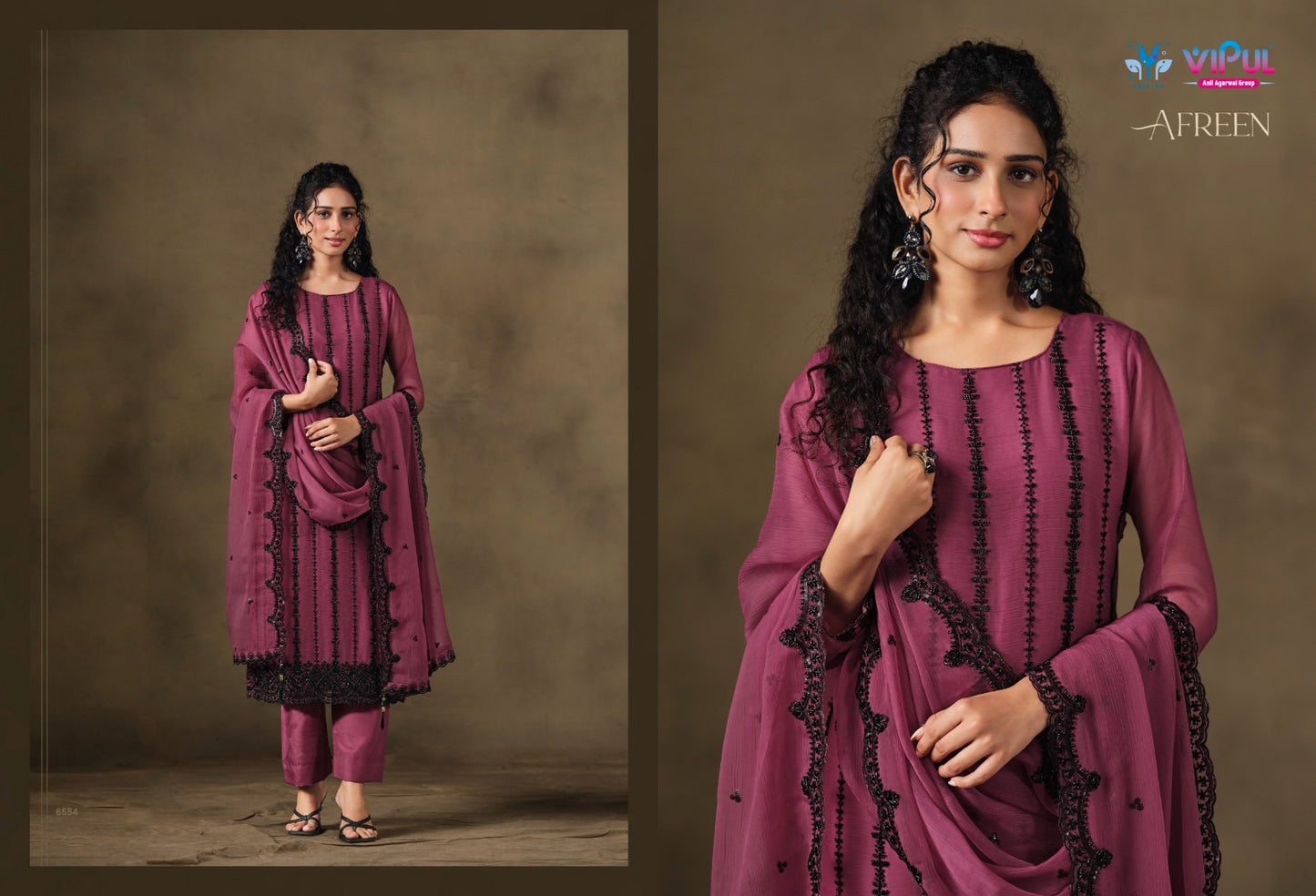 Afreen Vipul Chiffon Pant Style Suits Manufacturer Ahmedabad