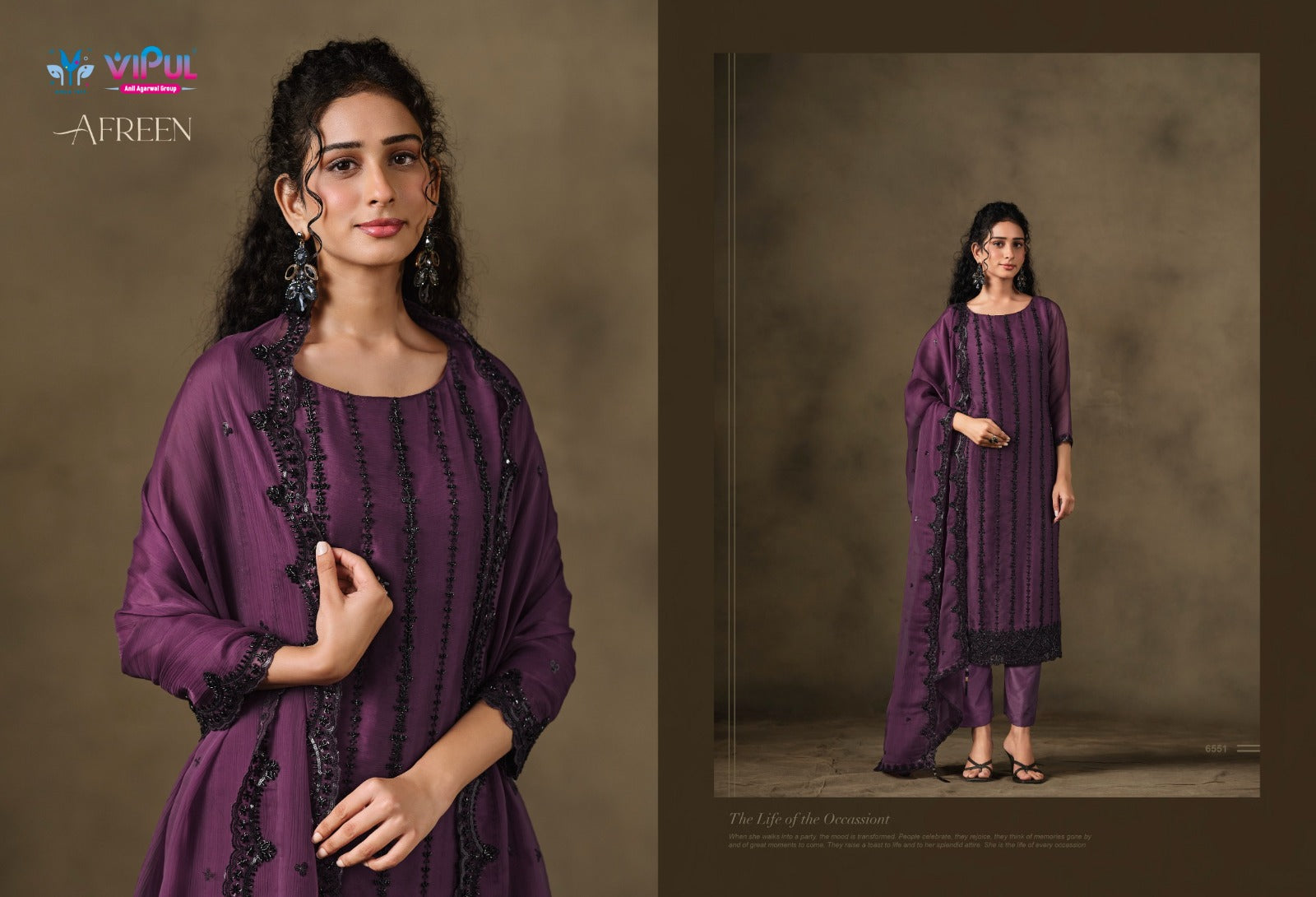 Afreen Vipul Chiffon Pant Style Suits Manufacturer Ahmedabad