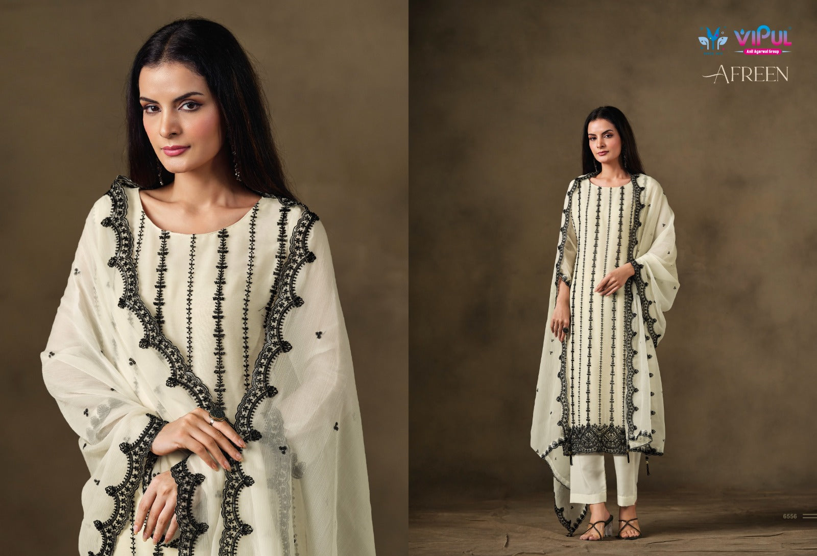 Afreen Vipul Chiffon Pant Style Suits Manufacturer Ahmedabad