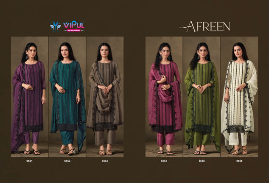 Afreen Vipul Chiffon Pant Style Suits Manufacturer Ahmedabad