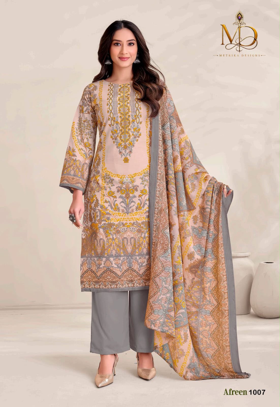 Afreen Vol 1 Metrika Designs Mix Cotton Karachi Salwar Suits Exporter Ahmedabad