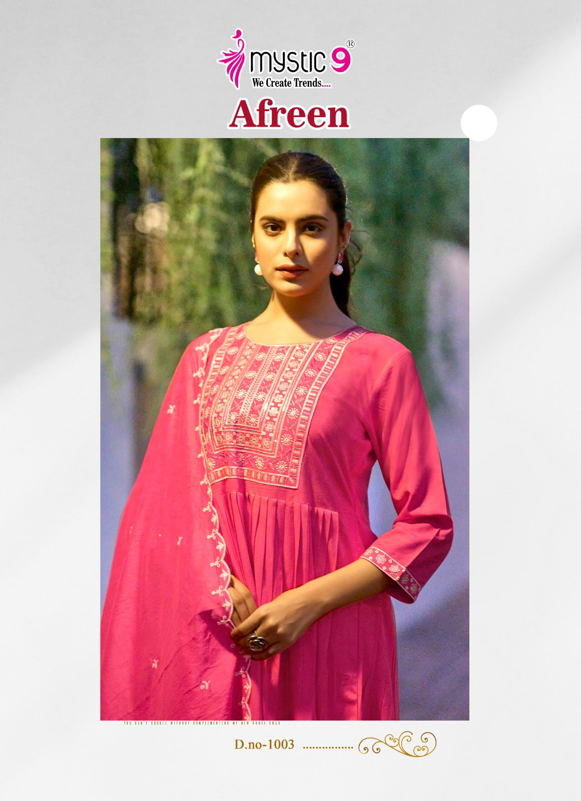 Afreen Vol 1 Mystic 9 Italian Viscose Readymade Pant Style Suits Supplier India