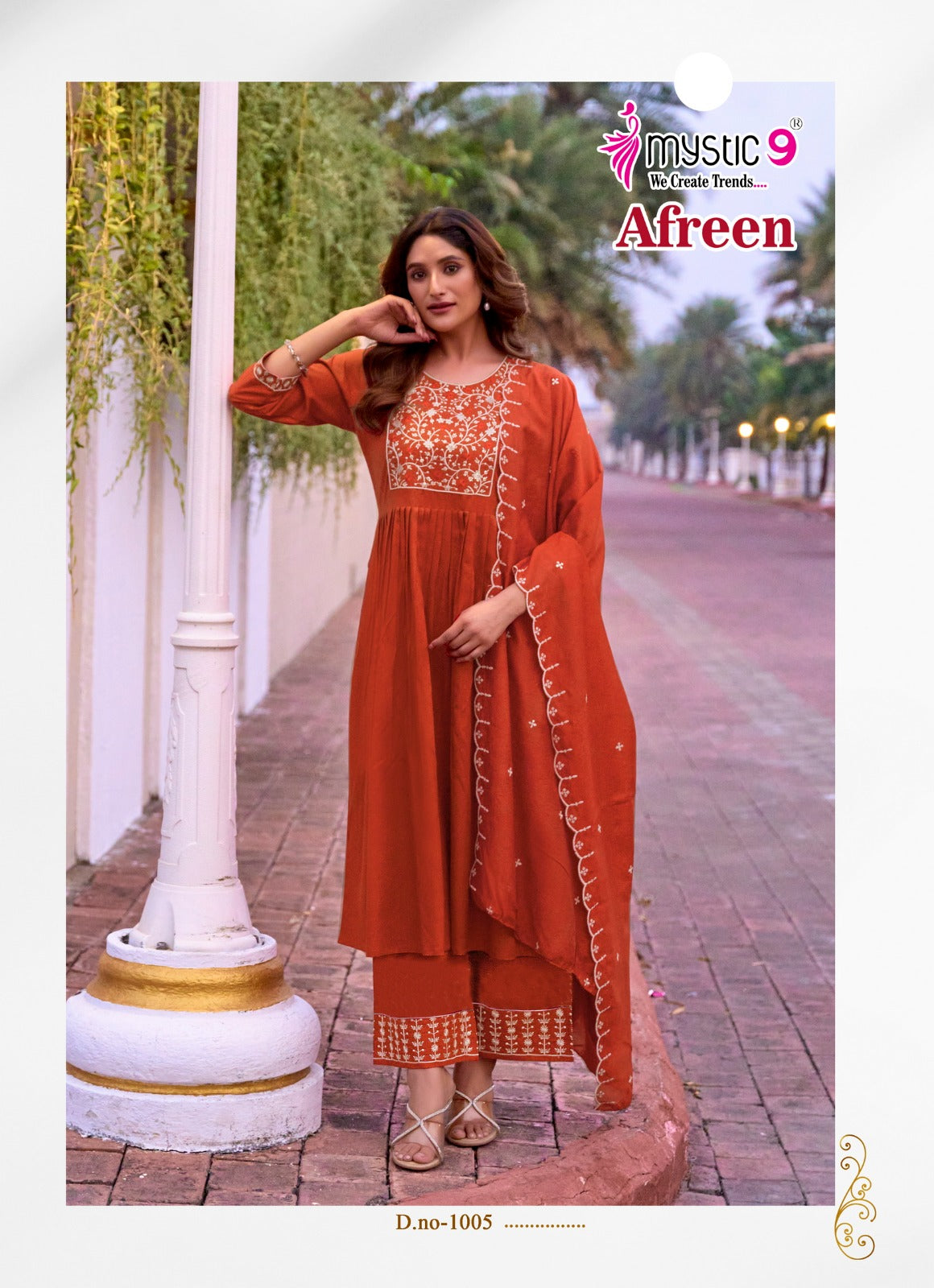 Afreen Vol 1 Mystic 9 Italian Viscose Readymade Pant Style Suits Supplier India