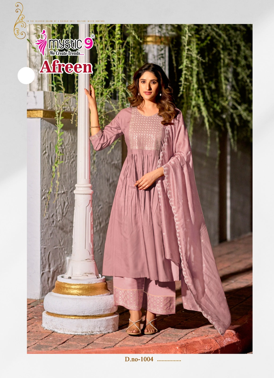 Afreen Vol 1 Mystic 9 Italian Viscose Readymade Pant Style Suits Supplier India