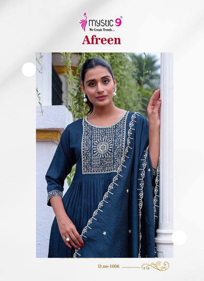 Afreen Vol 1 Mystic 9 Italian Viscose Readymade Pant Style Suits Supplier India