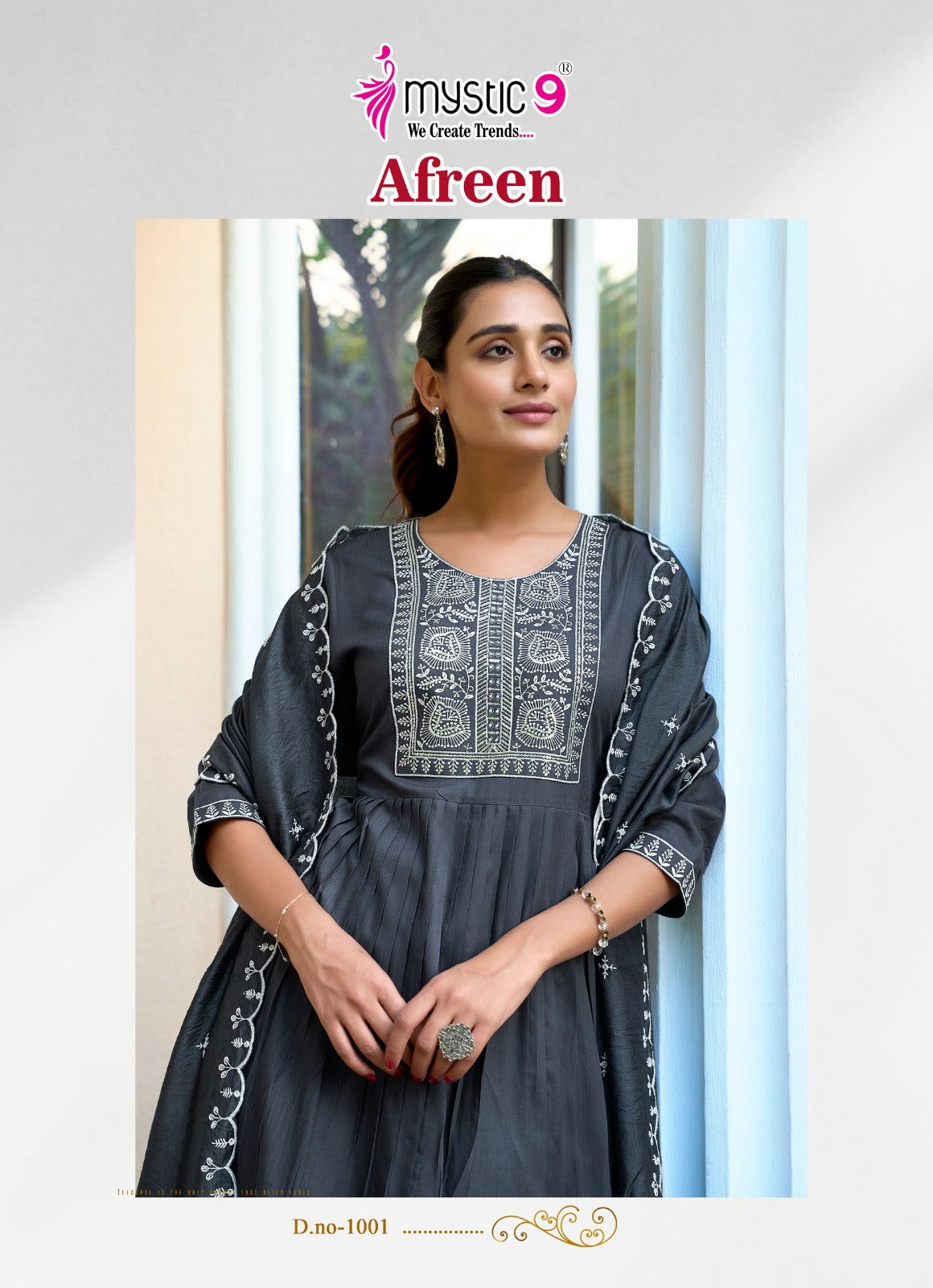 Afreen Vol 1 Mystic 9 Italian Viscose Readymade Pant Style Suits Supplier India