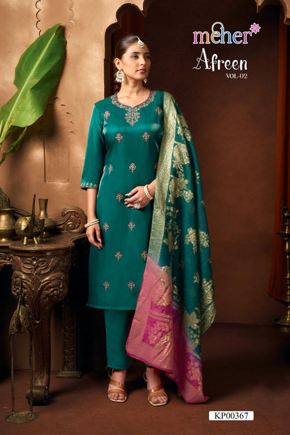 Afreen Vol 2 Meher Satin Readymade Pant Style Suits Wholesale Price