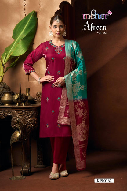 Afreen Vol 2 Meher Satin Readymade Pant Style Suits Wholesale Price