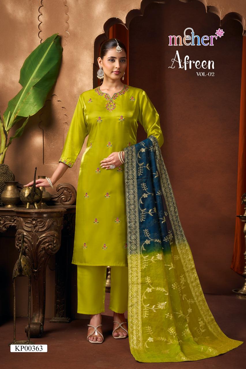 Afreen Vol 2 Meher Satin Readymade Pant Style Suits Wholesale Price