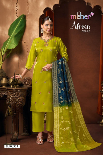 Afreen Vol 2 Meher Satin Readymade Pant Style Suits Wholesale Price
