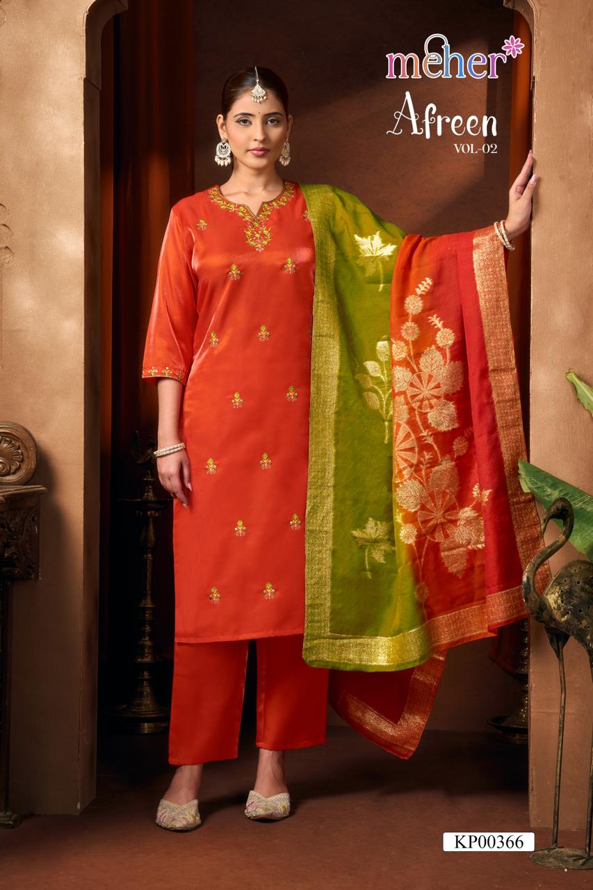Afreen Vol 2 Meher Satin Readymade Pant Style Suits Wholesale Price