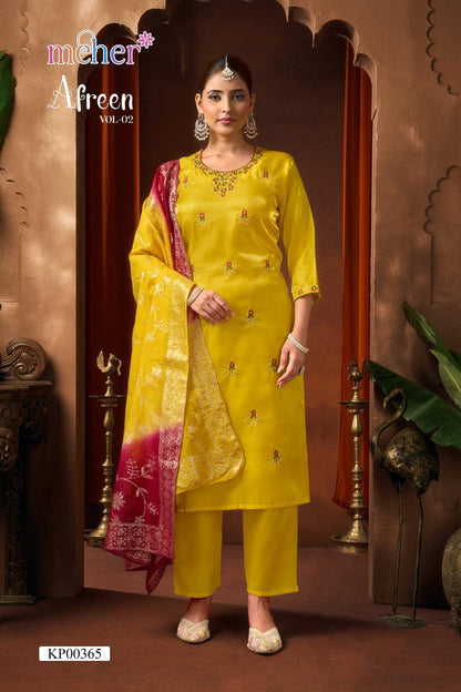 Afreen Vol 2 Meher Satin Readymade Pant Style Suits Wholesale Price