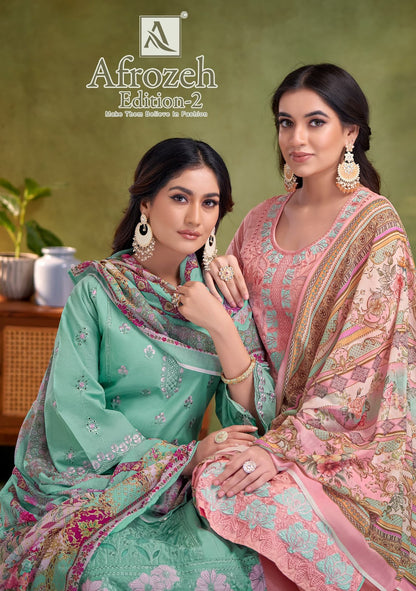 Afrozeh Edition 2 Alok Cambric Lawn Karachi Salwar Suits Wholesaler Ahmedabad