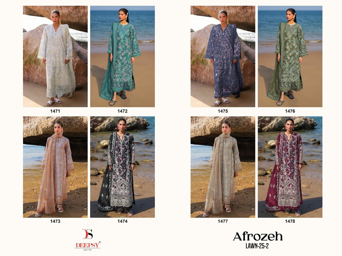 Afrozeh Lawn 25-2 Deepsy Cotton Pakistani Patch Work Suits Wholesale Price