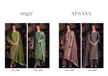 Afsana Karachi Prints Silk Plazzo Style Suits Wholesale Price