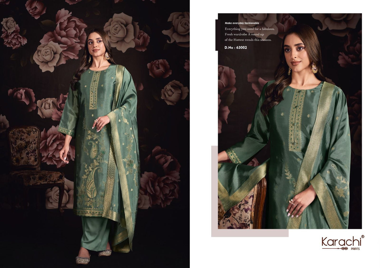 Afsana Karachi Prints Silk Plazzo Style Suits Wholesale Price
