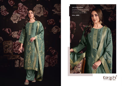Afsana Karachi Prints Silk Plazzo Style Suits Wholesale Price