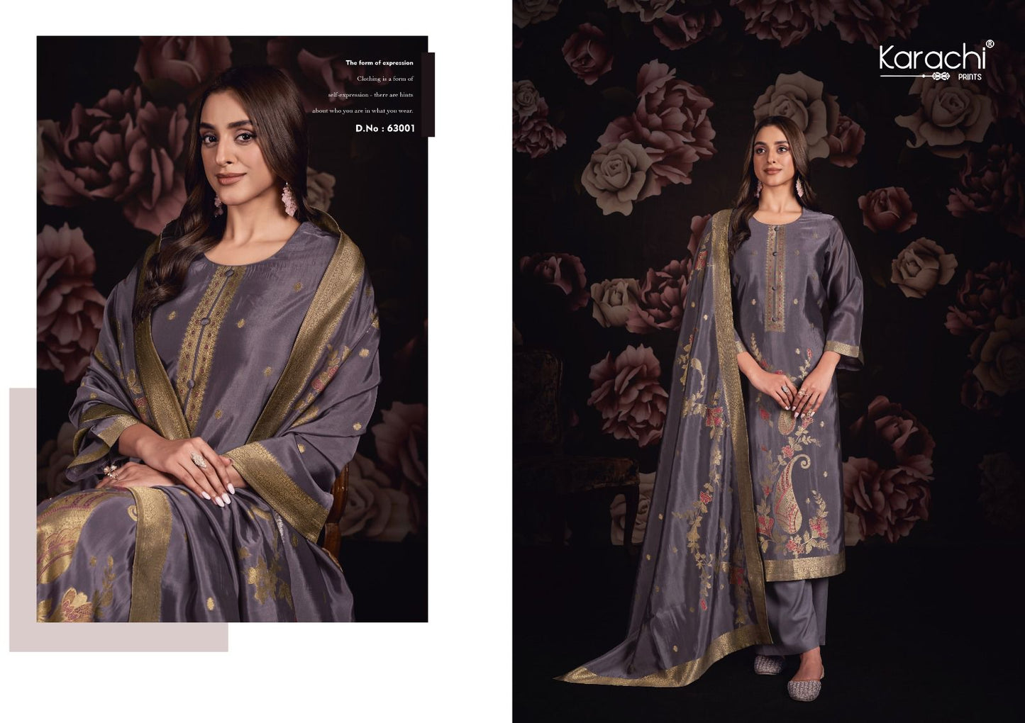 Afsana Karachi Prints Silk Plazzo Style Suits Wholesale Price