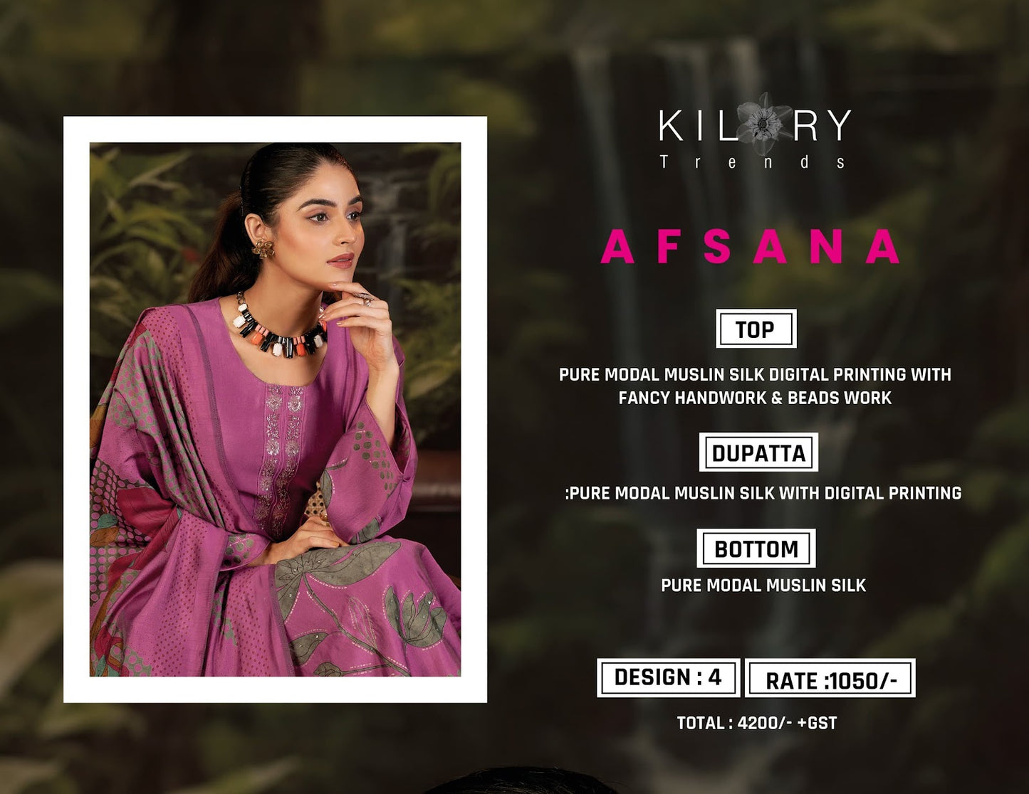 Afsana Kilory Modal Silk Pant Style Suits Exporter