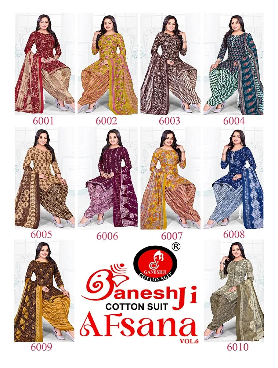 Afsana Vol 6 Ganeshji Cotton Dress Material Supplier India