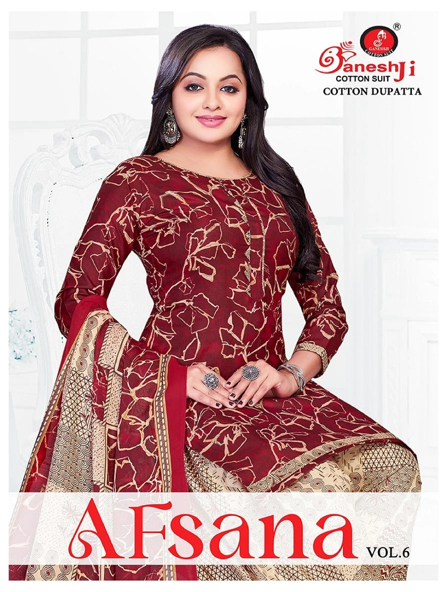 Afsana Vol 6 Ganeshji Cotton Dress Material Supplier India