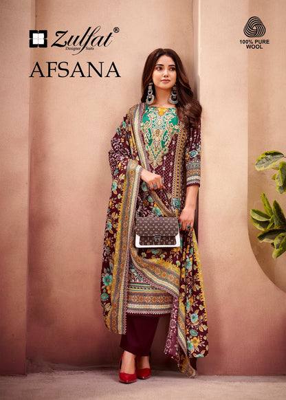 Afsana Zulfat Designer Woolen Pashmina Suits Exporter