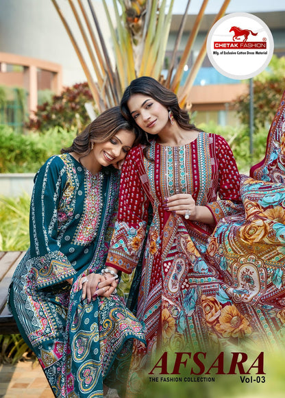 Afsara Vol 3 Chetak Fashion Mix Cotton Karachi Salwar Suits Supplier Ahmedabad