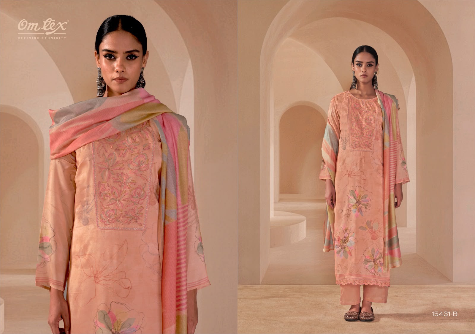 Afseen Omtex Muslin Silk Pant Style Suits Exporter