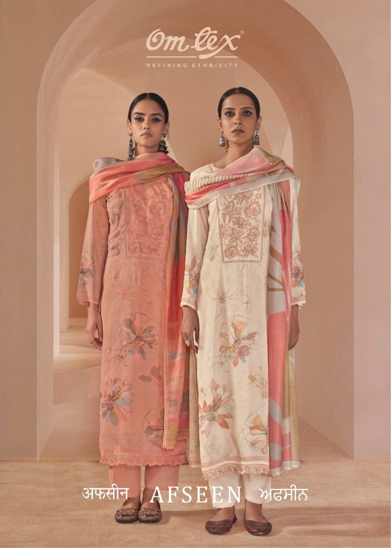 Afseen Omtex Muslin Silk Pant Style Suits Exporter
