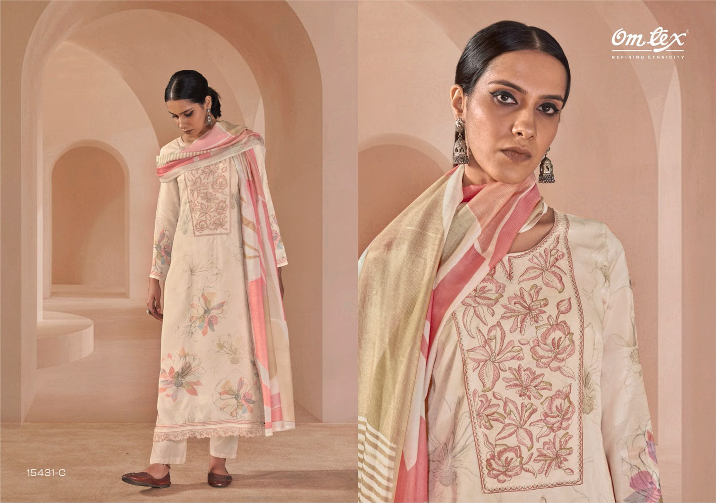 Afseen Omtex Muslin Silk Pant Style Suits Exporter