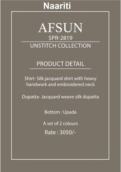 Afsun 2819 Naariti Silk Jacquard Pant Style Suits Manufacturer India