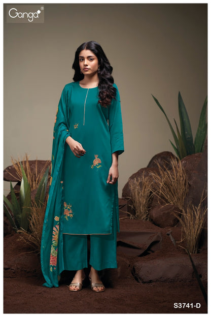 Agatha 3741 Ganga Premium Cotton Plazzo Style Suits Supplier