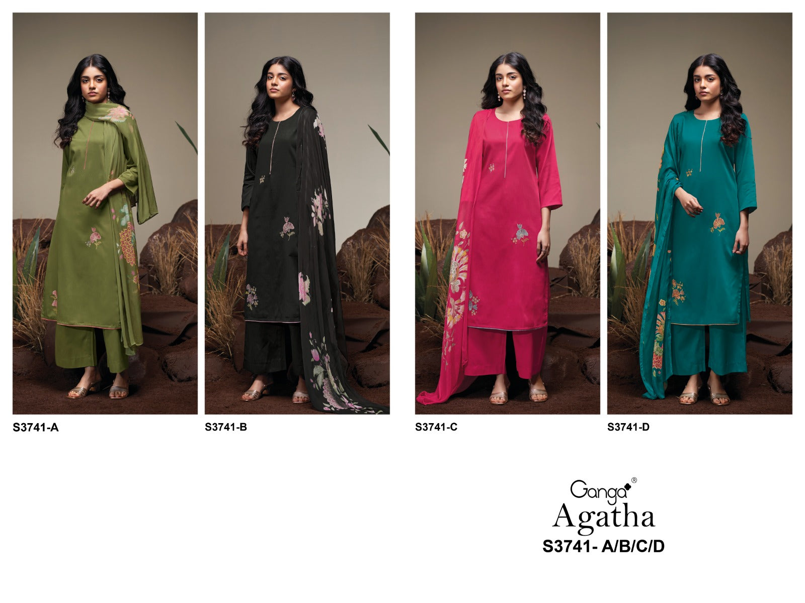 Agatha 3741 Ganga Premium Cotton Plazzo Style Suits Supplier