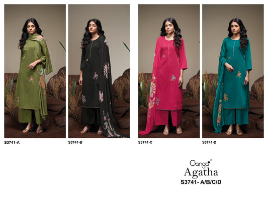 Agatha 3741 Ganga Premium Cotton Plazzo Style Suits Supplier