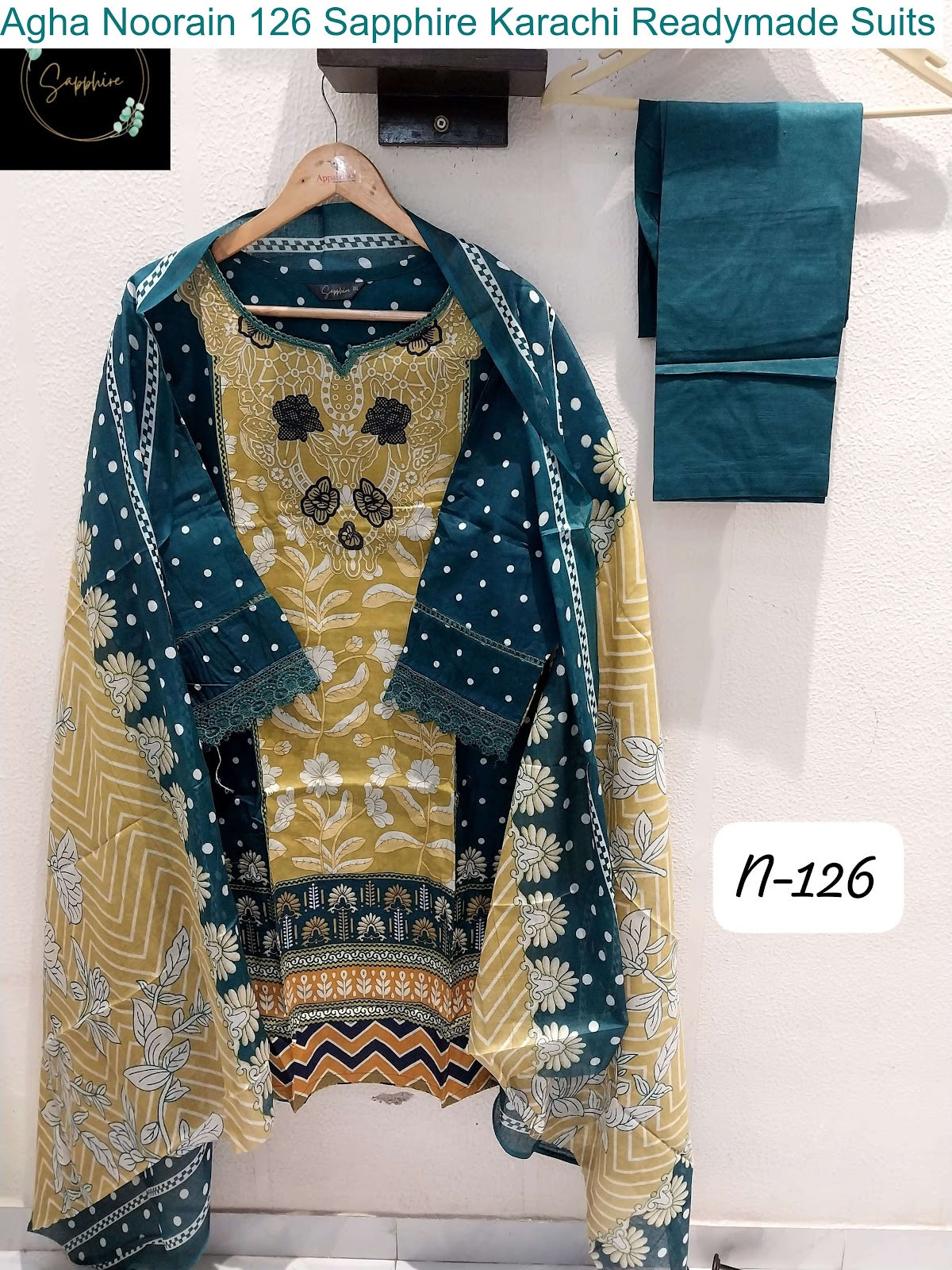 Agha Noorain 126 Sapphire Lawn Karachi Readymade Suits Wholesale Price