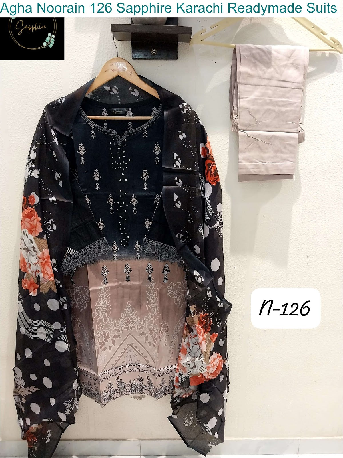 Agha Noorain 126 Sapphire Lawn Karachi Readymade Suits Wholesale Price