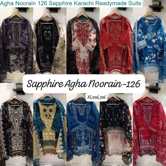 Agha Noorain 126 Sapphire Lawn Karachi Readymade Suits Wholesale Price