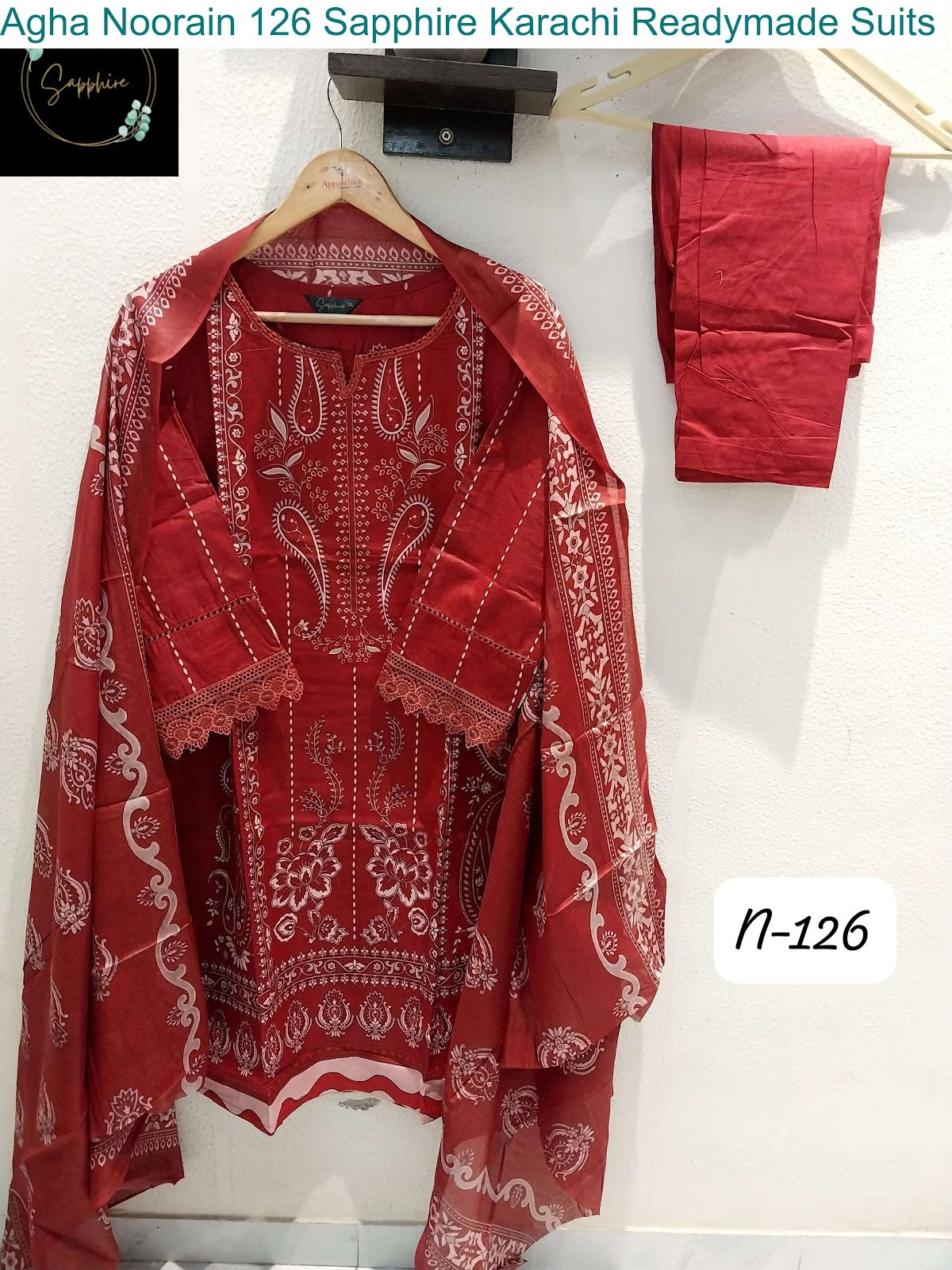 Agha Noorain 126 Sapphire Lawn Karachi Readymade Suits Wholesale Price